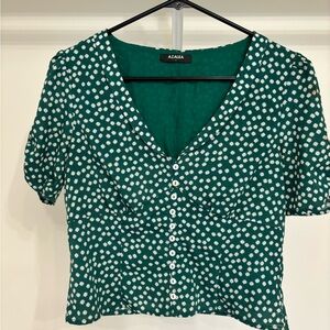 Green Floral Women's Top